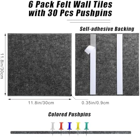 Large Cork Board 36" x 24", 6 Pack Felt Bulletin Board Pin Boards - Image 3