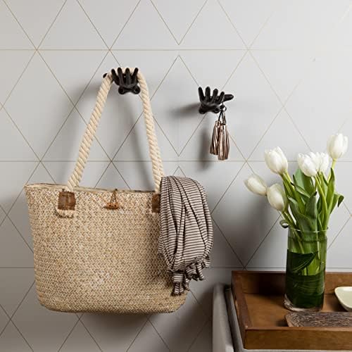Danya B. "Palms Up Dark Brown Cast Iron Wall Mount Hook Set, Entryway Hooks or - Image 3