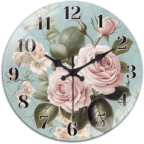 peacoblue Roses Wall Clocks Battery Operated by PEACOBLUE