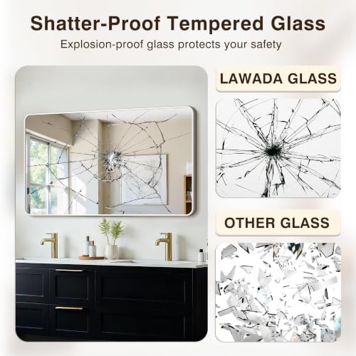 Vanity Bathroom Mirror, 50”x30” Silver Bathroom Mirror - Image 5