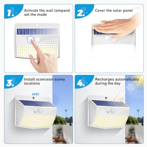 Peasur 2 Pack Solar Motion Sensor Lights Outdoor Waterproof - Image 5