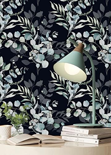 HAOKHOME Black Peel and Stick Wallpaper Bathroom Moody Green Botanical - Image 6