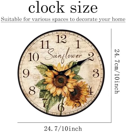XFM Sunflower Wall Clock Battery Operated 10 Inch - Image 6