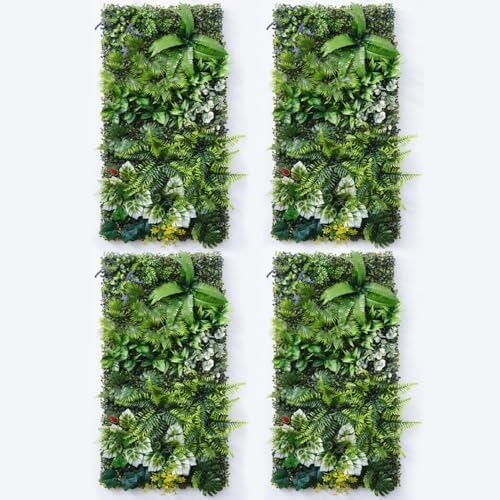 Artificial Greenery Wall Panels, 4 Pack, 20 x 40 in, Faux Grass Wall by ATFLIS