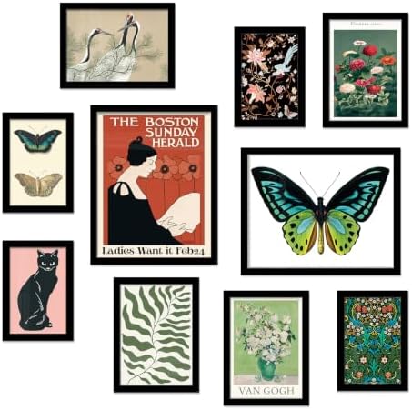 A ART·ZONE Vintage Botanical Poster 10Pcs Unframed Butterfly Floral Prints by AART%C2%B7ZONE