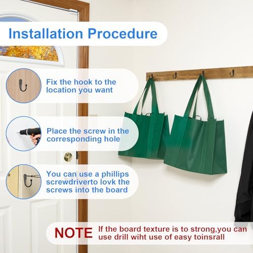 15 Pcs Black Coat Hooks, Wall Hooks - Image 4