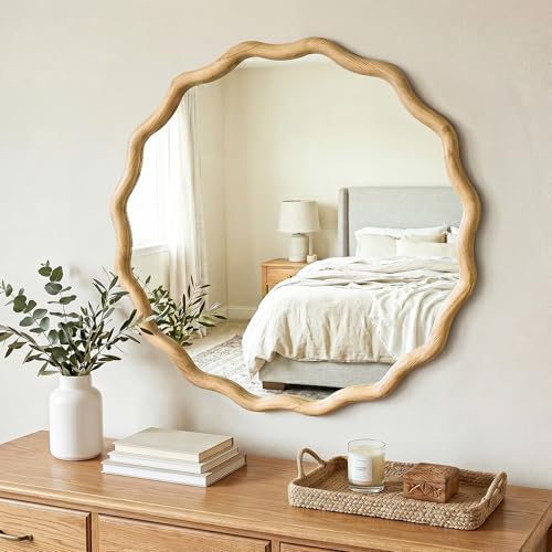 FICTOR Round Wood Wall Mirror - Image 6