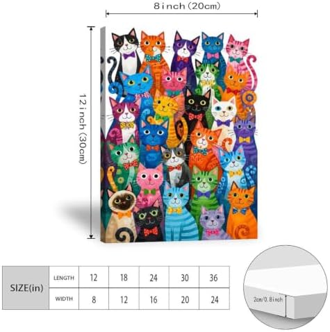 Colorful Cats Poster Whimsical Cat Family Portrait Canvas Wall Art - Image 3