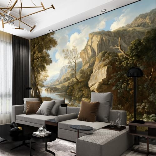 Lush Ancient Trees and shrubs Landscape Oil Painting Style self-Adhesive Mural - Image 5