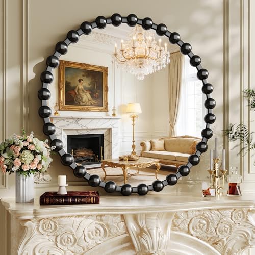 28 Inch Black Round Mirror, Circle Wall Mirror Vanity - Image 2