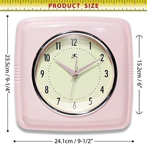 Infinity Instruments Retro Wall Clock – 9-Inch Square Silent - Image 5