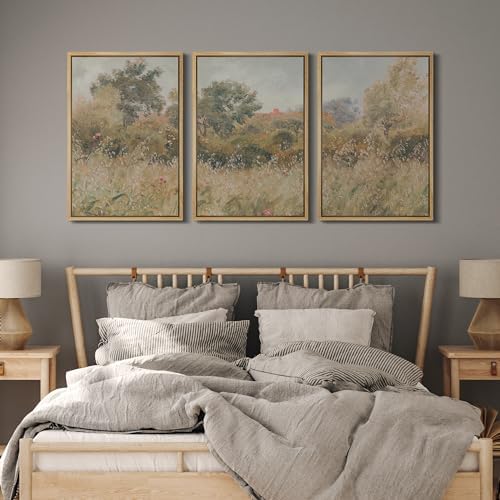 MUDECOR Framed Wall Art Print Set Pastoral Meadow and Tree Landscape - Image 4