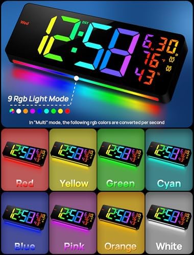 MASHI 17.3" Large Digital Wall Clock, 11 RGB Color Display - Image 4