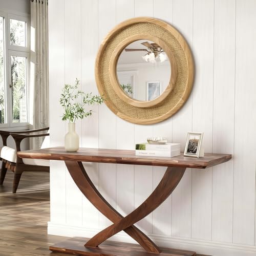 JJUUYOU Wooden Mirror Circle Mirrors - Image 4