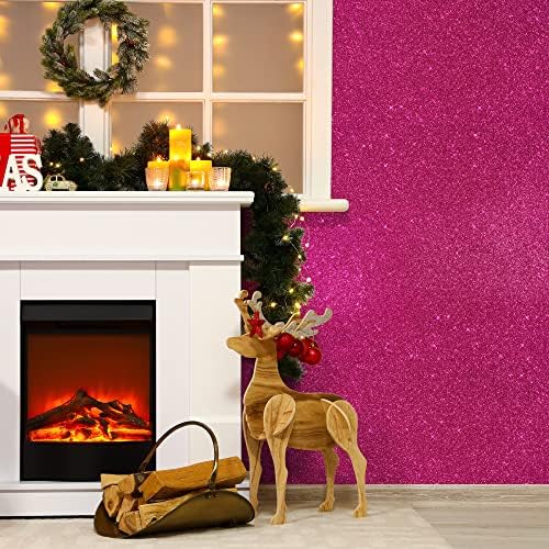 VEELIKE Hot Pink Glitter Wallpaper Stick and Peel Sparkle Pink Wallpaper - Image 4