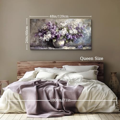 SERIMINO Purple Floral Wall Decor, Still Life Flowers Art Prints 24"X48" - Image 5