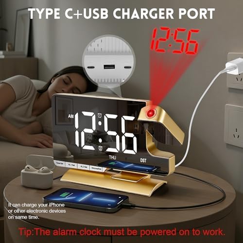 Projection Clock, Alarm Clocks for Bedrooms, Digital Bedside Clock - Image 5