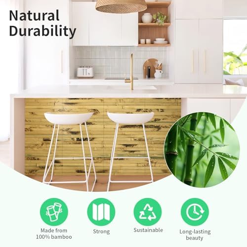 AMZDEPOT Natural Bamboo Wall Panel, 12 x 96 Inch, Light Burned - Image 4