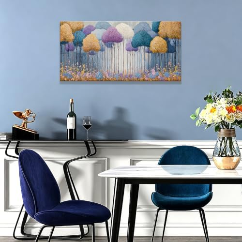 I@U Modern Colorful Tree Landscape Canvas Wall Art Decor - Image 3