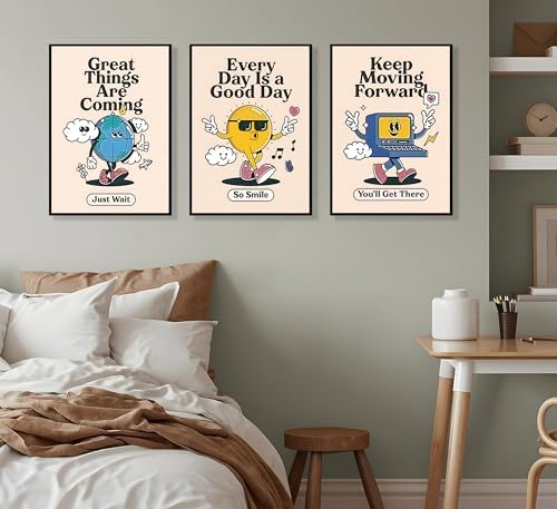 3Pcs Vivid Retro Wall Art Canvas Motivational Posters Aesthetic Prints Colorful - Image 7