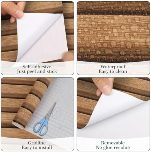 Arthome 17''x120'' Wood Slat Wallpaper, Peel and Stick Self Adhesive Wood - Image 6