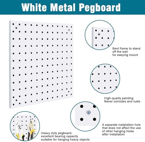 6 Pack Steel Peg Board, Universal 1/8 and 1/4 Pegboard Accessories, Office - Image 5