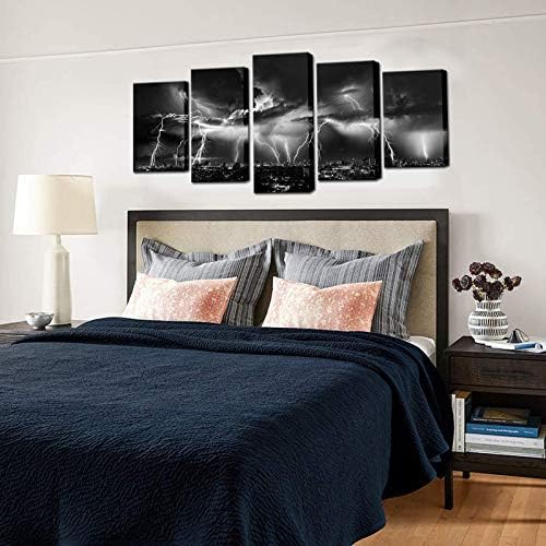 Biuteawal - Black and White Wall Art Nature Lightning Strikes in The Clouds - Image 4