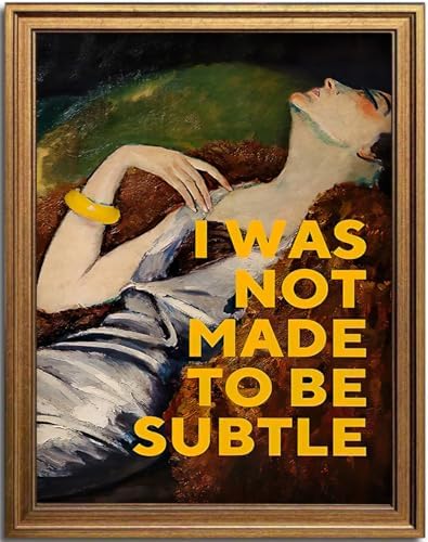 KBKBART Vintage Gold Framed Wall Art, Modern Feminist Oil Painting 12x16in by KBKBART