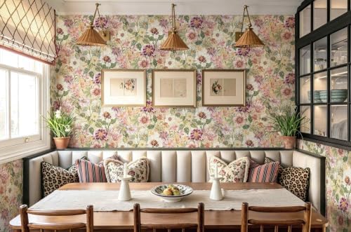 Floral Peel and Stick Wallpaper Beige Boho Contact Paper Matte Texture Warm - Image 5