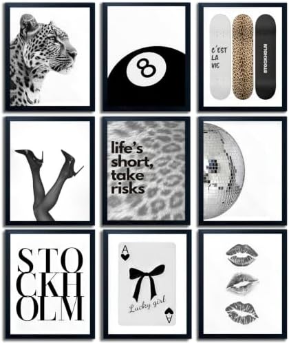 9Pcs Fashion Trendy Leopard Wall Art, Stockholm Style Room Decor by Unknown