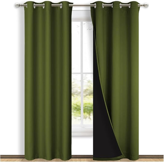 NICETOWN Olive Green Full Shade Curtain Panels, Olive Green, Pair of Thermal by NICETOWN
