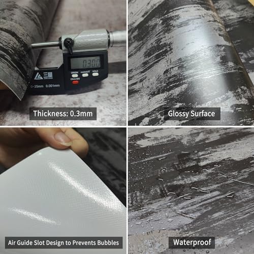 BOMENG Black Concrete Peel and Stick Industrial Wallpaper 15.7"x354" Cement - Image 6