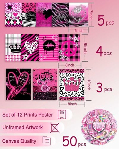 KBKBART 12 Pcs Mcbling Trashy Y2k Posters Room Decor and 50 Pcs Y2k Sticker - Image 2