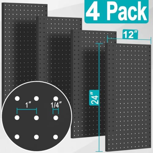 PBHEPJ Peg Board, 4 Pack Metal Pegboard Panels and 63 Pcs Hooks and Baskets - Image 3
