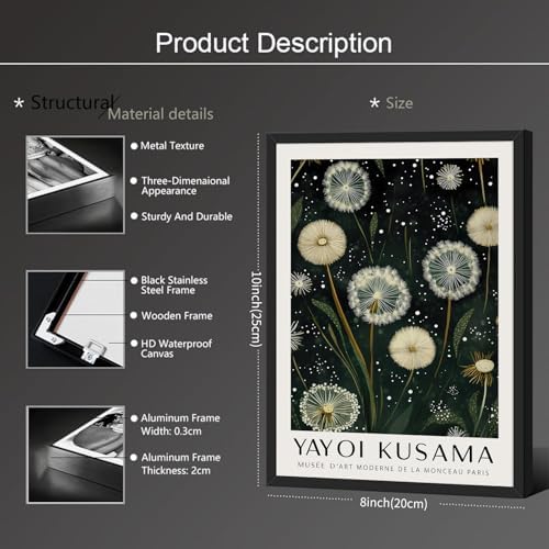 Japanese Green Botanical Flower Poster Vintage Nature Dandelion Wall Art 08x10 - Image 2