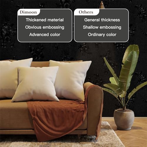 Dimoon 17.7''x79'' Peel and Stick Wallpaper Black Contact Paper Gothic Floral - Image 7