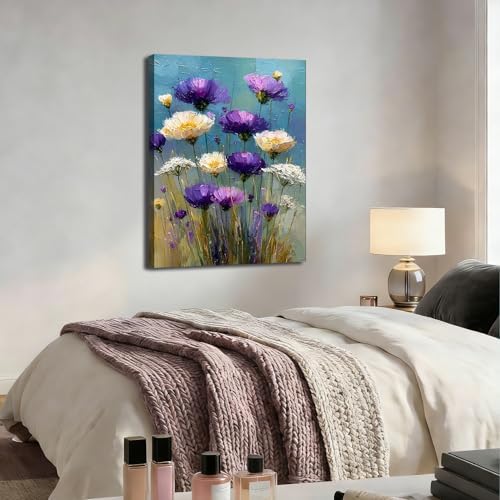 ZERILYN Ship Next Day Purple Wildflower Wall Art Canvas Prints Floral Canvas - Image 5