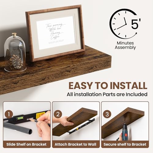 Acovy 36 Inch Floating Shelves for Wall 2 Pack, Wall Mounted Floating Shelf - Image 6