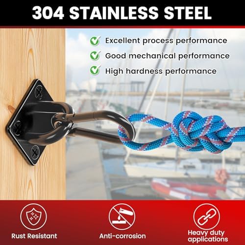 sprookber 304 Stainless Steel Pad Eye Snap Hook, M6 Ceiling Hook 800Lb - Image 6