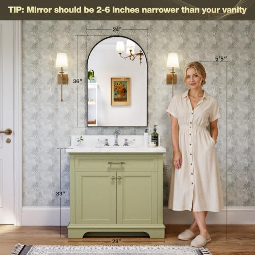 Brightify Arched Mirror, Arched Wall Mirror, 24 x 36 Inch Black Arch Mirror - Image 3