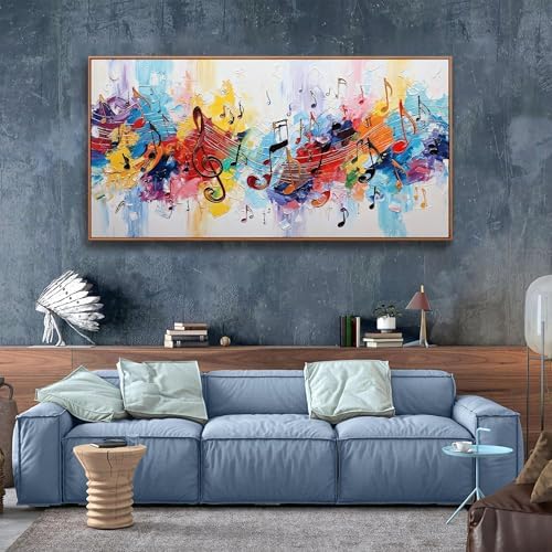 Large Abstract Wall Art For Living Room Colorful Musical Note Canvas Art Wall - Image 4