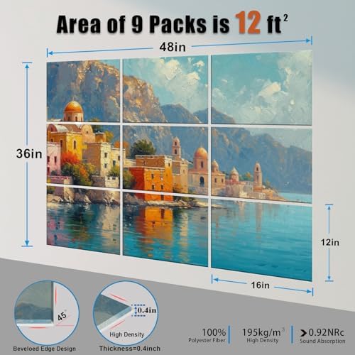 9 Pack Wall Art Acoustic Panels, Decorative Sound Dampening Panels, Acoustic - Image 3