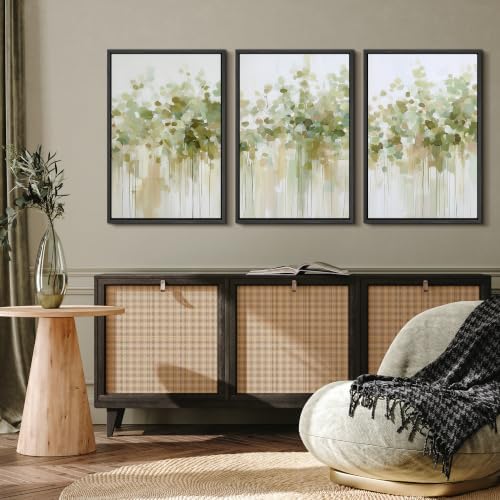MUDECOR Framed Canvas Print Wall Art Set Soft Green Trees - Image 4