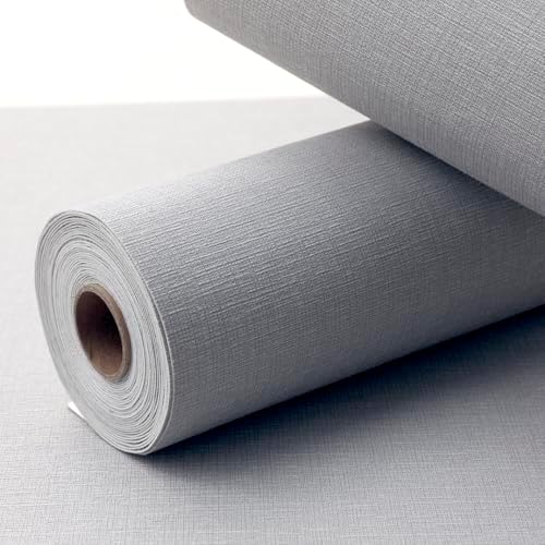 Gray Woven Fabric Peel and Stick Wallpaper Subtle Linen Texture Grasscloth - Image 2