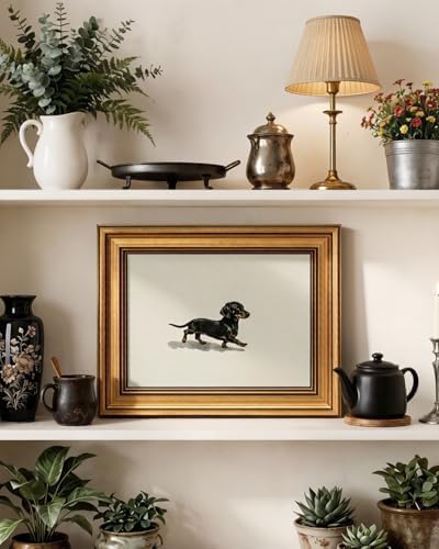 VIYYIEA Vintage Gold Framed Wall Art, Walking Dog, 10L x 8W - Image 6