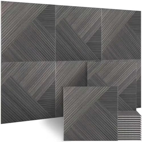 BUBOS 6 Pack Wood Wall Panel, 23.6"x23.6" Peel and Stick Faux Acousitc Panel by BUBOS
