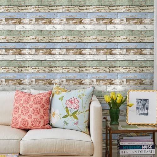 Commomy 3D Faux Wood Peel and Stick Wall Tiles 10 Pcs 11.8" x 11.8" - Image 2