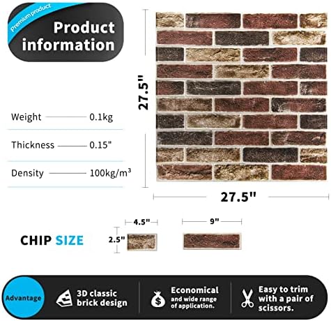 Art3d 20-Pack Durable Faux Brick Peel and Stick 3D Wall Panels - Image 6
