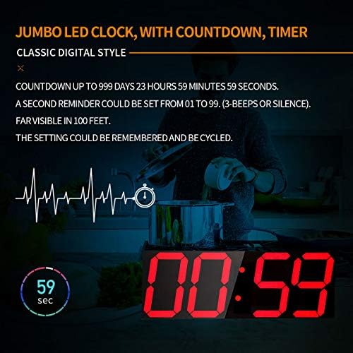 Goetland 18 inch Oversized Digital Wall Clock LED Modern Large Display - Image 5