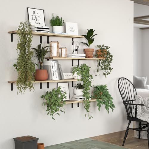 DOLLFIO Floating Wall Shelves, Decor & Storage, Rustic Brown - Image 4